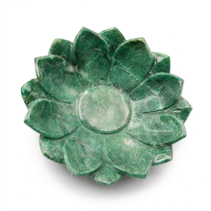Bol en forme de lotus sculpté à la main en pierre d'aventurine verte - 7 pouces de diamètre et 426 g (0,94 lb) - UN SEUL BOL - Product Image 2