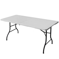 Table pliante rectangulaire moderne, légère et durable en plastique HDPE, portable, compacte, pour l'extérieur, le camping, le pique-nique, le café, la salle à manger, l'hôtel