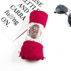 Vente en gros Nouvelle Écharpe Hijab Musulmane pour Femme en Coton et Polyester Plissé Uni Respirant Protection Solaire Automne Hiver - Product Image 4