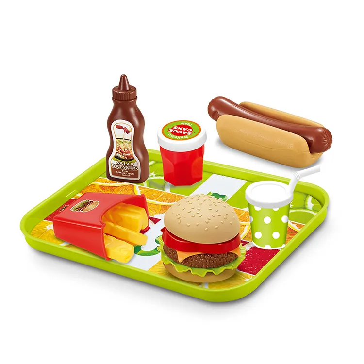 New education games plastic miniature kitchen set pretend fast play food toys for baby