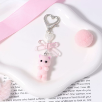 Mignon Kitty Porte-clés Fuzzy Chat Décor Cadeaux Y2K Coeur Arc Pendentif Femmes Filles Kawaii Chat Sac Charme