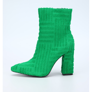 Nouvelles bottes courtes pour femmes, tendance 2025, à talons hauts et épais, vertes, style défilé - Product Image 5