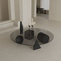 Table basse en verre trempé de style créatif et luxueux avec cadre en métal rond, design ultra-minimaliste moderne pour salon