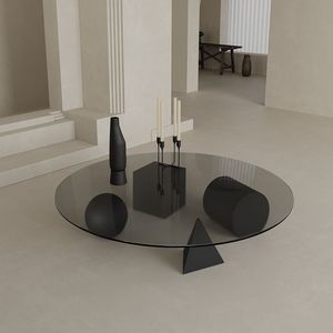 <span class=keywords><strong>Tavolino</strong></span> da Caffè <span class=keywords><strong>in</strong></span> <span class=keywords><strong>Vetro</strong></span> Temperato di Design Creativo e Lussuoso con Struttura <span class=keywords><strong>in</strong></span> Metallo Rotonda Ultra-Minimalista Moderna per Soggiorno - Product Image 1