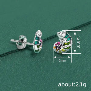 Boucles d'oreilles clous en or blanc E4578 pour femmes, bijoux fantaisie en alliage avec serti clos, boucles d'oreilles tendance - Product Image 5