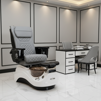 Fauteuil de manucure et pédicure de luxe moderne avec hydromassage sans tuyauterie, pompe de vidange, spa pour les pieds sans tuyauterie et massage du dos