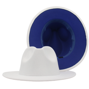 60 colores al por mayor 2021 primavera Otoño Invierno dos tonos Unisex <span class=keywords><strong>Fedora</strong></span> sombreros de ala ancha mujeres hombres Panamá sombrero - Product Image 1