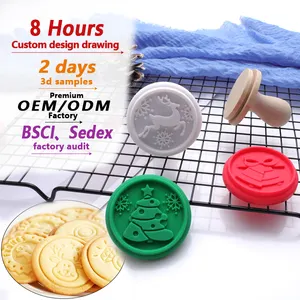 Tem Bánh Quy Silicon Cán Gỗ Tem Và Dụng Cụ Cắt Bánh Quy Hình Chuông Hươu Cây Giáng Sinh