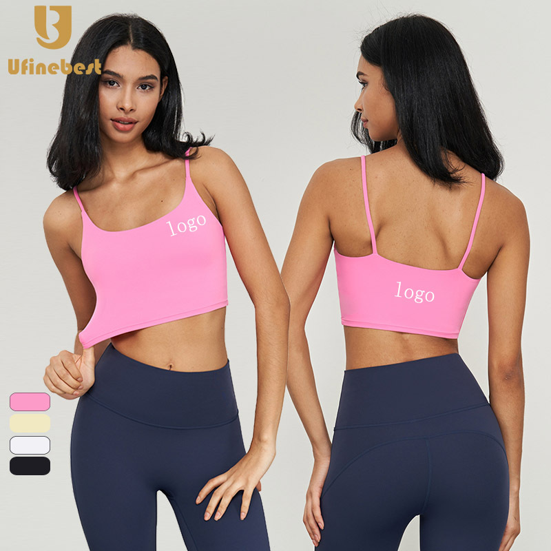Custom Logo Sexy U Neck Breathable Womens Sportswear Sport Bras Thin Straps Gym Underwear Fitness Yoga Top Sports Bra for Women