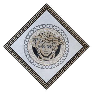 Mosaïque murale en marbre à motifs de pierre découpée au jet d'eau – Art mural - Product Image 5