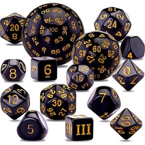 Ensemble de dés polyédriques en acrylique de haute qualité pour jeux de rôle (RPG) et Dungeons and Dragons, 15 pièces (D20, D3-D100) - Product Image 2