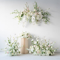 Fleurs artificielles blanches murales pour toile de fond de mariage, vente en gros, conception personnalisée, décoration événementielle, fournisseur d'usine, commande en gros