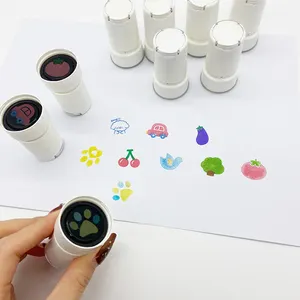 Stempel Multi warna desain kustom stempel karet tinta warna-warni pre-inked 2 warna