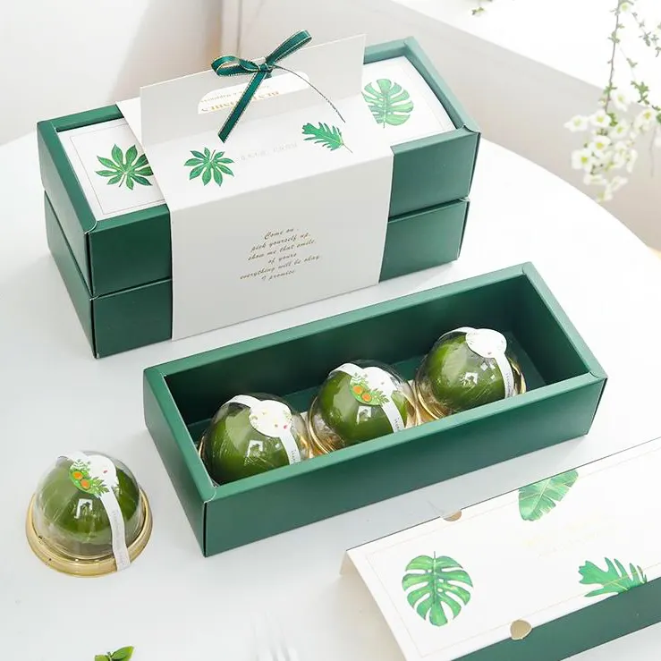 2022 Brivote Aangepaste Green Holiday Gift Lege Verpakking Maan Cake Doos Cosmetische Geschenkdoos