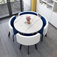 Ensemble de table à manger ronde de bonne qualité, petit ensemble de table à manger, salon moderne, 4 places, meubles de maison, métal, fer, marbre, 50 pièces