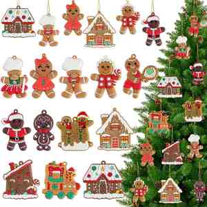 Décoration de maison de vacances, cadeau de Noël unique, pendentif en résine durable en forme de sapin de Noël et de pain d'épices - Product Image 1