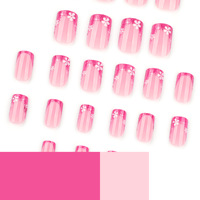 Vente en gros pas cher presse sur les ongles haute qualité court carré fleur français pointe ongles manucure acrylique bâton sur les ongles avec kit