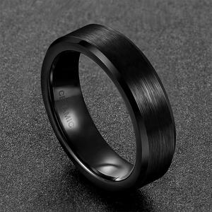 Bague de mariage en tungstène pour homme 4 mm/6 mm/8 mm, anneaux en tungstène plaqués noir, bande en tungstène brossée pour femme, bijoux noirs - Product Image 5