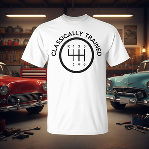 T-shirt Classique pour Homme « Gear Shifter » – Conception Automobile « Stick Shift Skills » – Col Rond Blanc - Product Image 3