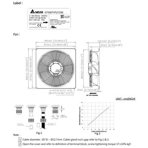 Ventiladores centrífugos Delta 400V 1250RPM 850 x 850 x 234.4mm con conmutación electrónica para equipos de ventilación y extracción - Product Image 2