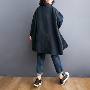 Nouvelle collection automne <span class=keywords><strong>2022</strong></span> : Manteau trench décontracté en jean pour femme, <span class=keywords><strong>grande</strong></span> taille, coupe ample, style rétro polyvalent, mi-long, pour femmes rondes, tendance - Product Image 4
