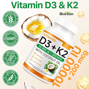 Vitamina <span class=keywords><strong>D3</strong></span> <span class=keywords><strong>K2</strong></span> en Cápsulas Blandas para Adultos, Certificada por GMP, Vitamina <span class=keywords><strong>D3</strong></span> Vegetariana de 10000 UI y Vitamina <span class=keywords><strong>K2</strong></span> de 200 mcg - Product Image 3