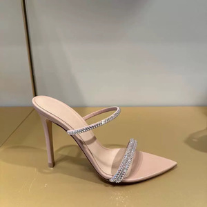 Chaussures à talons hauts pour femmes <span class=keywords><strong>GR</strong></span> Same Style 2025, nouvelle collection été, en microfibre nude, semelle en caoutchouc, strass, à porter de deux façons, bout pointu, ouvert - Product Image 6