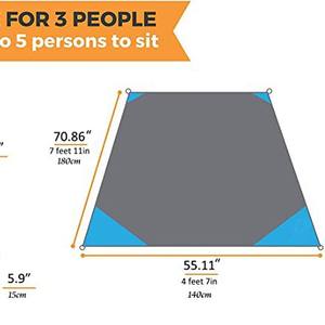 ผ้าห่มกลางแจ้ง WOQI ขนาด 71x55 นิ้ว รูปทรงสี่เหลี่ยมผืนผ้า ทำจากไนลอน กันทราย ใช้ปูปูนสำหรับตั้งแคมป์ ชายหาด เดินป่า ท่องเที่ยว สีฟ้าพีค็อก - Product Image 5