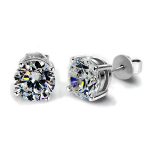 Boucles d'oreilles en diamant E1378, 6 mm, taille brillant ronde, bijoux classiques naturels pour femmes - Product Image 4