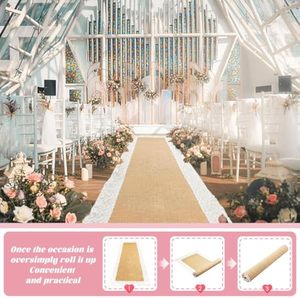 Wholesale <b>Banquet</b> Event Premium 20 Inch Burlap Runner Outdoor Wedding Aisle Jute Runner with Lace Attached Edges - Product Image 3