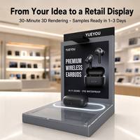 Support d'affichage pour écouteurs sans fil à LED, présentoir personnalisé avec logo, surface acrylique, présentoir de comptoir pour écouteurs Bluetooth