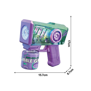 Pistolet à bulles automatique lumineux à LED pour enfants, machine à bulles transparente avec solution de recharge de 90 ml, jeu d'extérieur estival - Product Image 6