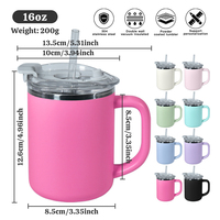 Mug à café personnalisé avec logo, 16 oz, intérieur en acier inoxydable 18/8, extérieur en plastique, avec poignée et couvercle, services de personnalisation