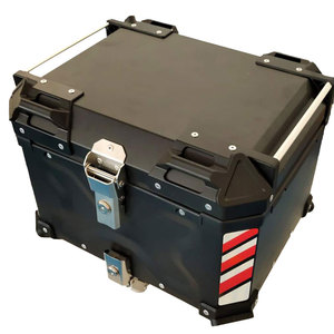 Motorcycle Top Box OHHO Quick 45L X Aluminum Black Motorcycle Top Takeaway Food Delivery Luggage Top Tail Box Rear