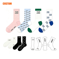 Chaussettes personnalisées de bonne qualité, douces, en coton pur, chaussettes de sport athlétiques, tricotées jacquard, logo personnalisé en 3D numérique