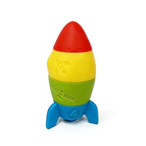 Jouet <span class=keywords><strong>de</strong></span> <span class=keywords><strong>bain</strong></span> en PVC souple pour bébé en forme <span class=keywords><strong>de</strong></span> fusée, <span class=keywords><strong>puzzle</strong></span> musical empilable, grand bloc <span class=keywords><strong>de</strong></span> construction, tour d'équilibre, amusant pour les enfants - Product Image 4