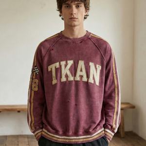 Sweat à capuche streetwear personnalisé vintage délavé à l'acide TKAN902D, coupe oversize, 100% coton French Terry épais 260 g/m², prix bas - Product Image 1