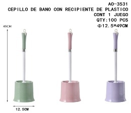 Escobilla para Inodoro con Soporte, 12.5x49 cm, Limpieza Profunda, Plástico, Diseño Moderno y Minimalista - Product Image 1