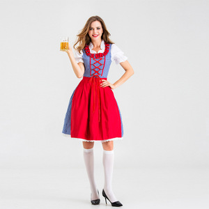 Vestido tradicional de Oktoberfest Dirndl para <span class=keywords><strong>mujer</strong></span>, disfraz de Festival de la cerveza Bávara Alemana para fiesta de <span class=keywords><strong>Carnaval</strong></span>, traje elegante de Halloween - Product Image 3