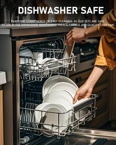 Bộ đồ ăn sứ cao cấp Karosa 24 món, kiểu dáng sang trọng, chất liệu xương sứ, họa tiết nổi vàng. - Product Image 5