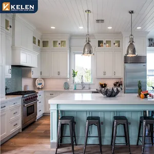 Kelen pengocok Modular desain klasik Modern 2024 lemari dapur kayu ek keras lemari dapur dibuat di Tiongkok