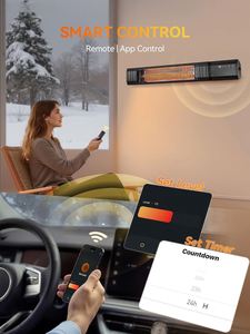 Calentador Eléctrico Infrarrojo para Patio de 3000W, Ventilación, Uso Doméstico en Exteriores, Montaje en Pared o Independiente, Control Remoto - Product Image 2
