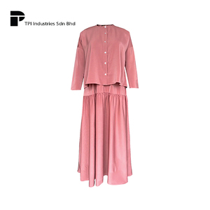 Blusa y Falda Rosa Claro, Moda Musulmana Modesta, Traje de Manga Larga para Mujer, Ropa de Oficina Diaria, Elegante, Superventas en Malasia - Product Image 1