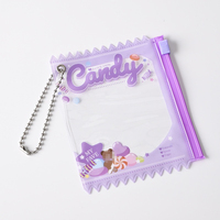 Sacs à bonbons personnalisés en PVC mignon avec fermeture éclair, porte-cartes photo en plastique acrylique, carte vierge avec porte-badge à clé