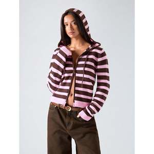 Striped Hooded <b>Cardigan</b> Multicolor Women's Wear - Product Image 4