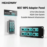 Modul Panel Adaptor MPO 6-Port HEADWAY untuk Panel Patch Fiber MX7, Kumpulan Coupler MPO ke MPO Densitas Tinggi