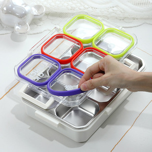 Boîte à lunch de luxe en acier inoxydable 2026, vente en gros, logo personnalisé, boîte bento avec poignée et compartiments, conteneur alimentaire scolaire pour enfants - Product Image 3