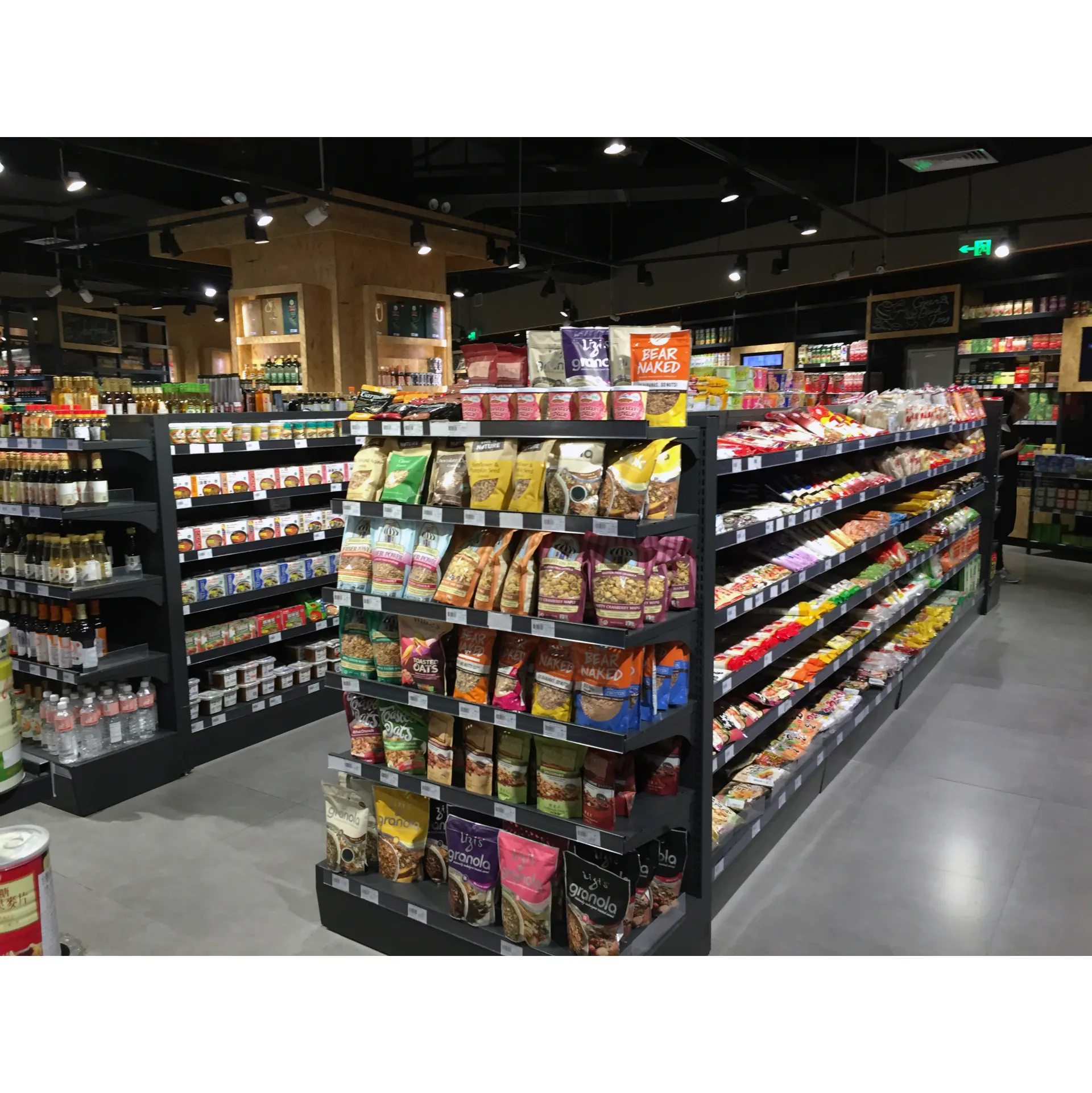 Estantes de supermercado de alta calidad de 100 kg/capa, estantes de metal de doble cara para góndola para tiendas
