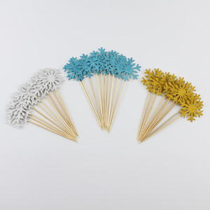 Snowflake Cake <b>Toppers</b> 10pcs Glitter Paper <b>Birthday</b> Party Decorations Reusable - Product Image 3