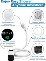 Pompe de douche électrique portable en PVC 4500/6000/7800mAh avec affichage numérique USB, étanche IPX7, pour camping, escalade et usage quotidien